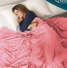 Quility Weighted Blanket for Adults (15 LB 86 x 92, King Size) Pink - Grey