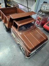 Vintage Bronze Orange Pressed Steel  HYDRAULIC DUMP TRUCK Toy Works Made in USA