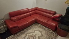 DFS Sofa set Red leather good condition L shape corner  and double seater