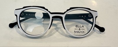 Ella & Maxx Eyeglasses Round Black White Designer Frames 46-19-140 Handmade