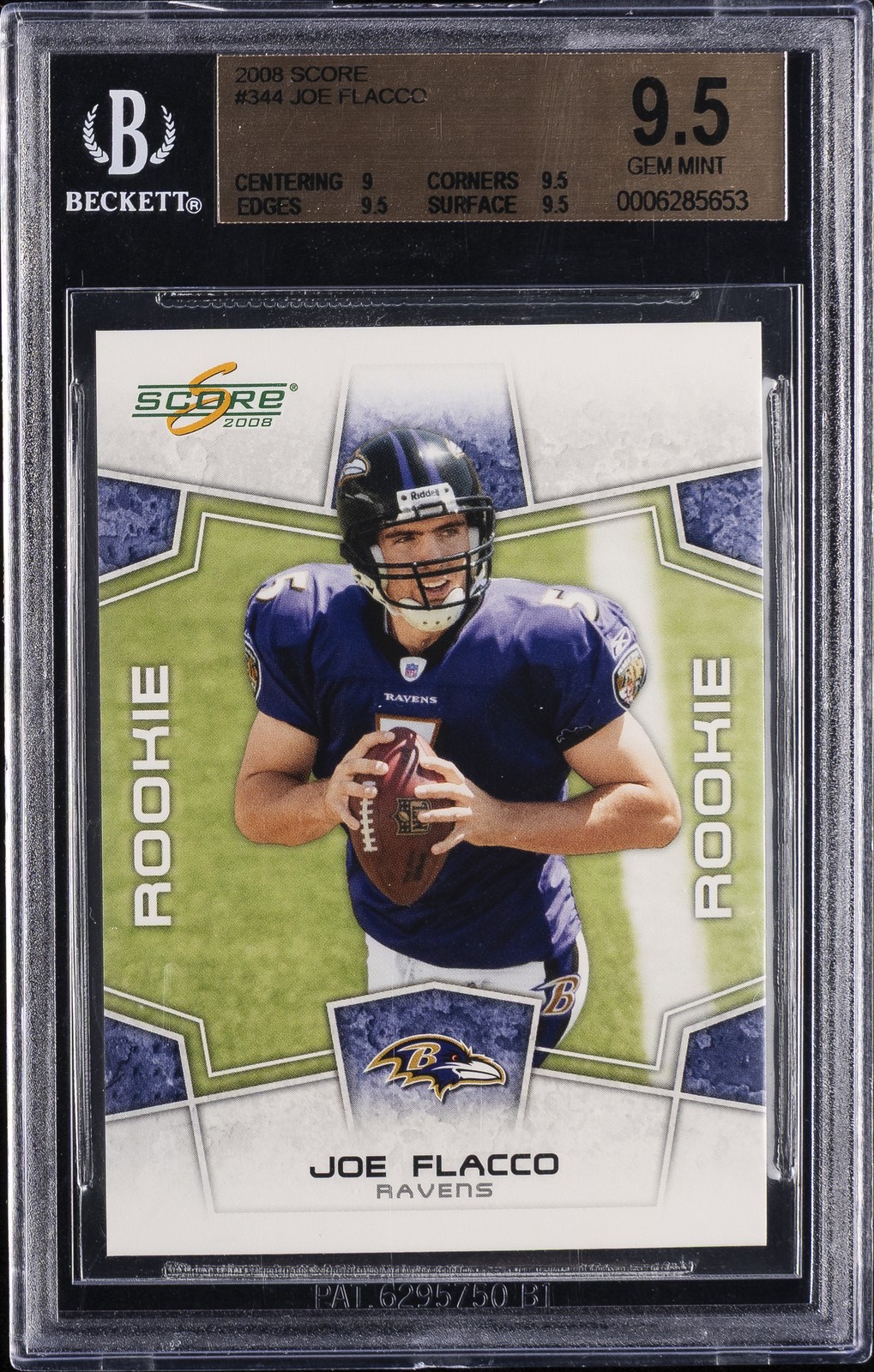 2008 SCORE #344 JOE FLACCO ROOKIE RC BGS 9.5
