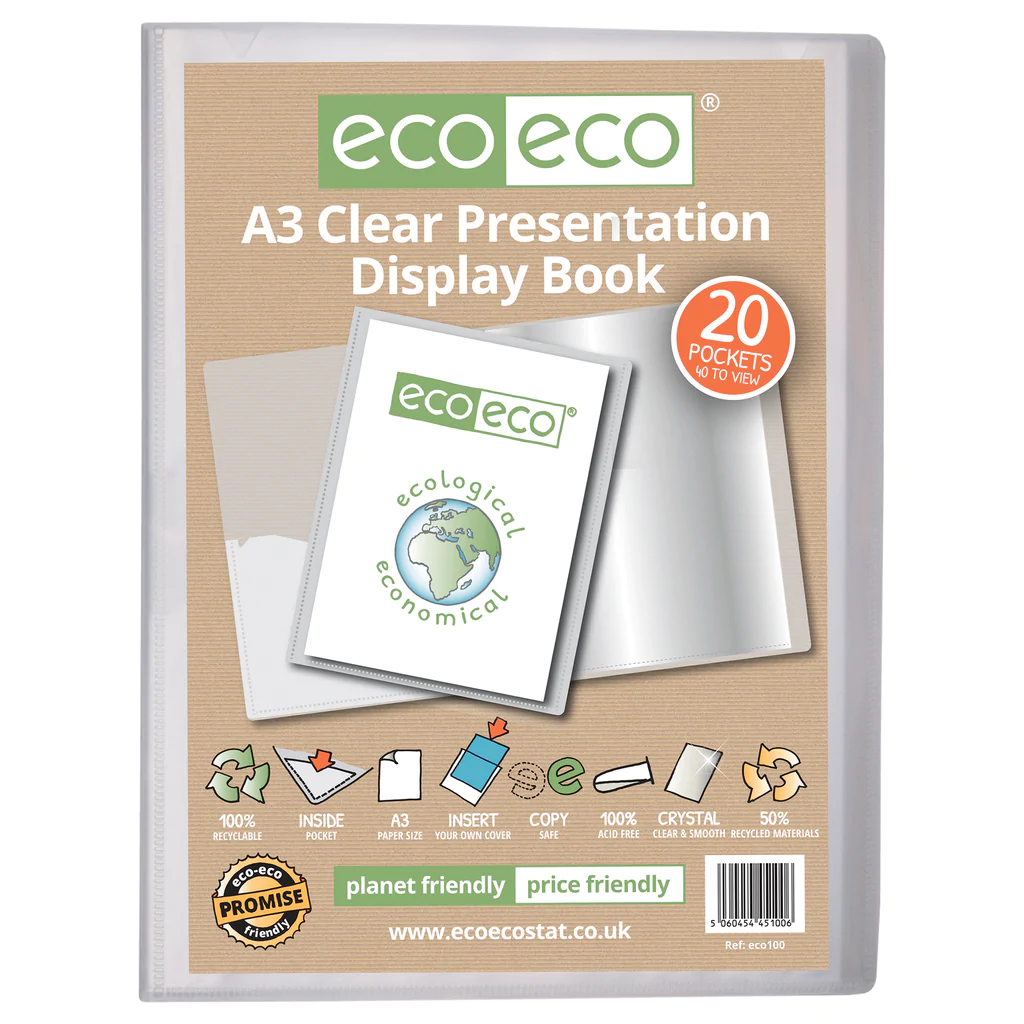 eco eco A3 20 Pocket Presentation Display Book Clear Home Office - Image 2