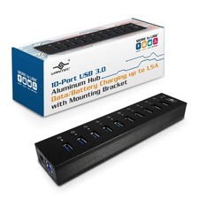 Vantec 10-Port USB 3.0 Hub, Aluminum, Full Powered, Mountable, with All Ports Da
