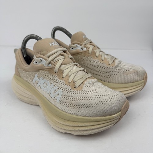 HOKA BONDI 8 Wmns Running Shoes Sneakers Sz 7B 1127952 SSEG Tan Cream Sand Beige - Picture 3 of 10