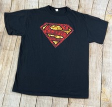 Vintage Superman DC Comics Skull Logo Black T Shirt Size Large Made In USA