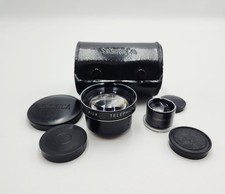 Yashica Yashinon Aux. Telephoto & Viewer Lens W/ Lens Caps & Leather Case