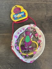 1993 Barney Baby Bop Kids Shoulder Bag Hearts Vintage Plastic Zip New