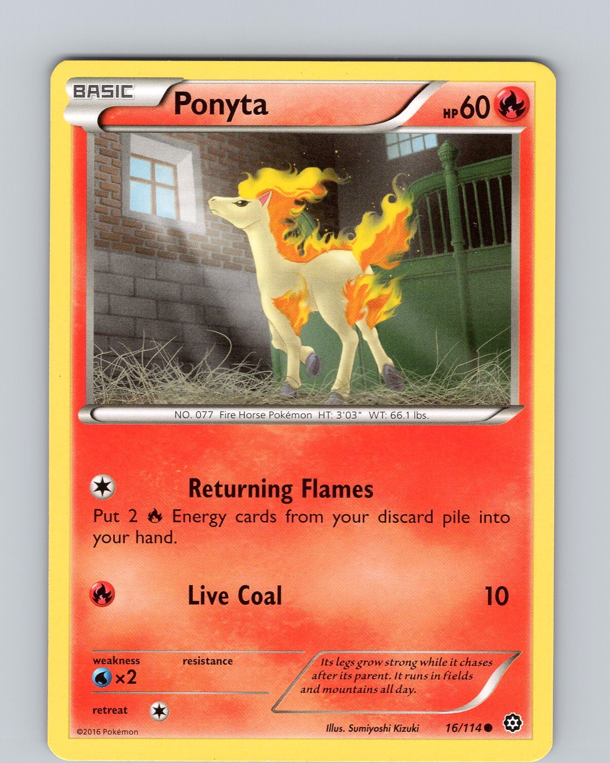 Pokemon TCG Ponyta XY Steam Siege 16/114 Regular Common Card LP-NM