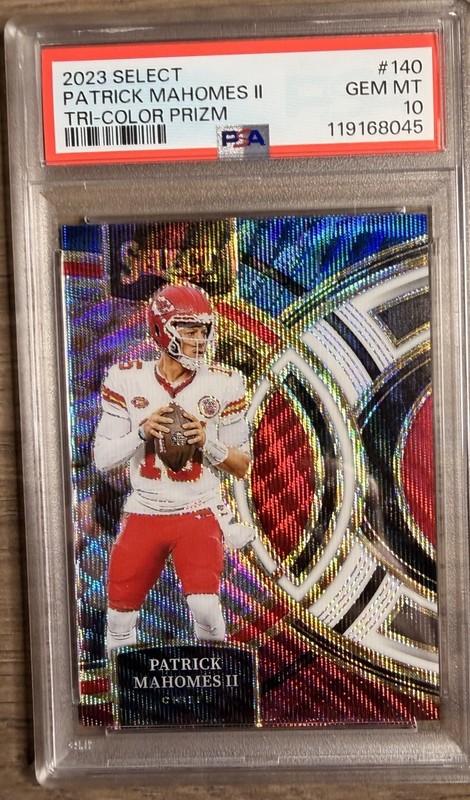 8703 Patrick Mahomes II 2023 Panini Select Tri Color Prizm Premier /225 PSA 10
