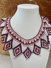 Vintage Native American Glass Beaded Fringe Necklace Rare
