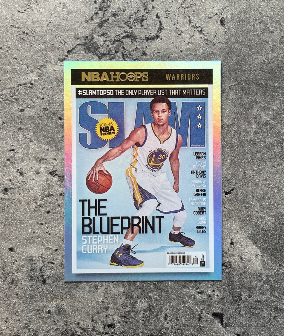 2021-22 Panini NBA Hoops Stephen Curry #193 SLAM Magazine Insert Holo Warriors