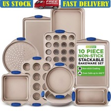 10 Piece Non Stick Baking Set Carbon Steel Oven Safe Bakeware Kitchen Tools New