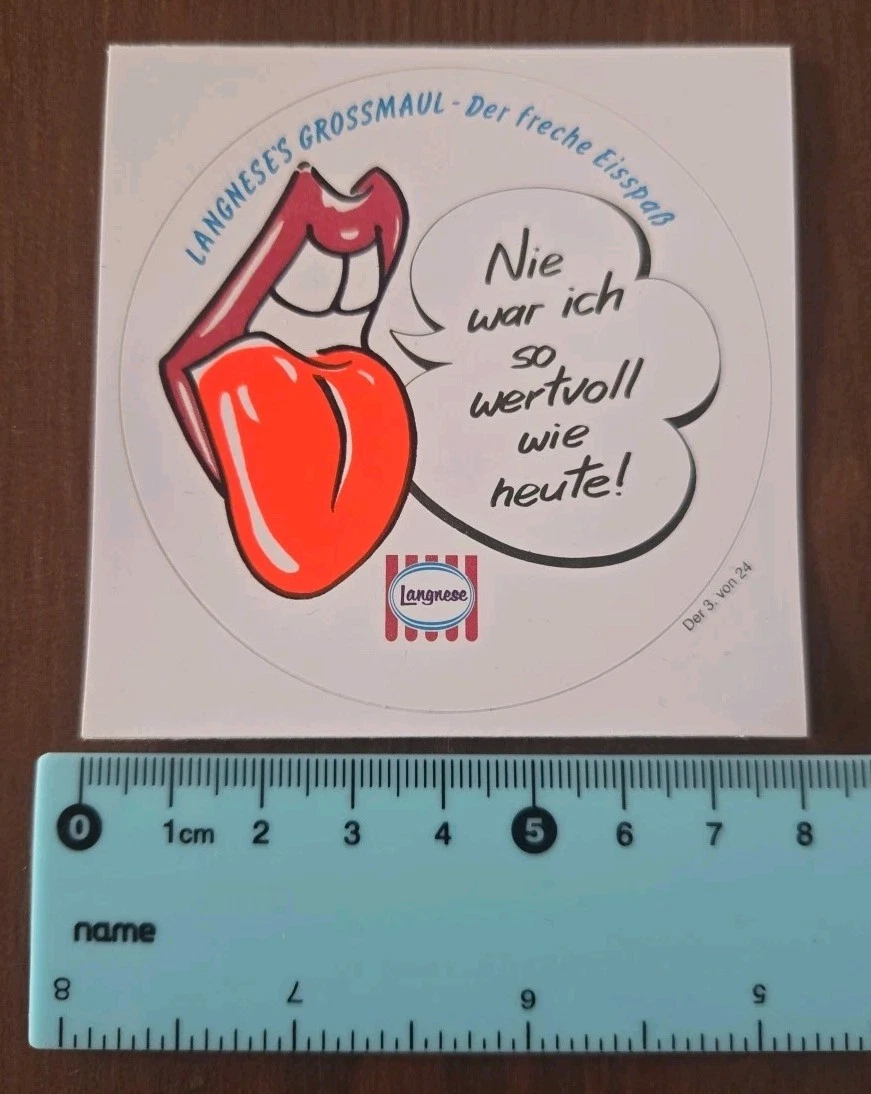 Alter Aufkleber Eis Ice LANGNESE Ed v. Schleck (mini) Spruch ...liebe Güte