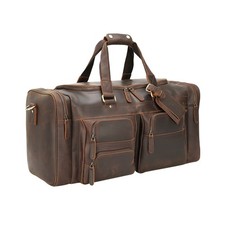 Polare 23" Leather Duffel Weekender Travel Bag For Men With Full Grain Cowhid...