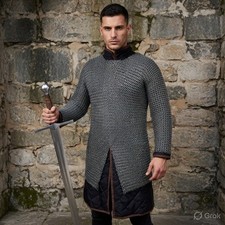 Medieval Chainmail Shirt 9mm Round Riveted with Washers   Handmade Steel Mail Ar