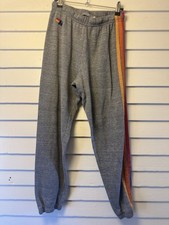 Aviator Nation Sweatpants Rainbow Stripe Gray Joggers Cozy Lounge Medium