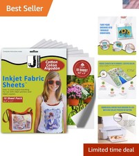 10 Cotton Inkjet Fabric Sheets, 8.5" x 11" - Easy Peeling, Washable Designs