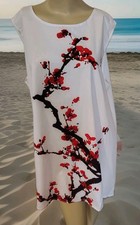 Women's Cherry Tree Blossom Summer Tank Top Dress Size 2XL