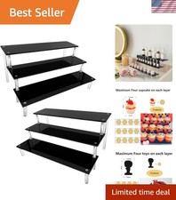 Set of 2 Black Acrylic Display Stands - 12  Tiered Organizer for Desserts  More