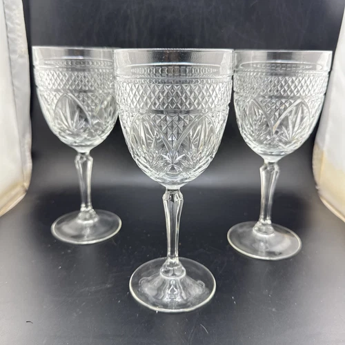SET OF 3 LUMINARC CRISTAL D'ARQUES ANTIQUE CLEAR GLASS WATER GOBLETS 📦