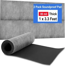 Foneso Mass Loaded Vinyl Sound Proof Barrier, 1 2 Pack (1 x 3.3 feet), Black 