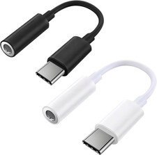 2 Pack USB C to 3.5Mm Headphone Jack Adapter, Hi-Fi DAC Audio Black  White