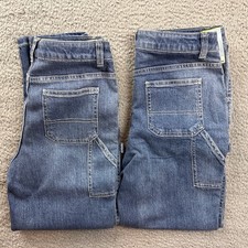 2x Cat  Jack Jeans Girl's Youth 14 Medium Wash High Rise Ankle Straight Denim