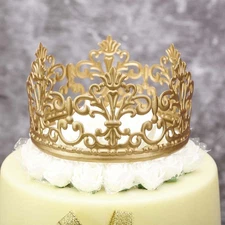 4" wide GOLD Metal Crown Cake Topper Cupcake Centerpiece Dessert Events