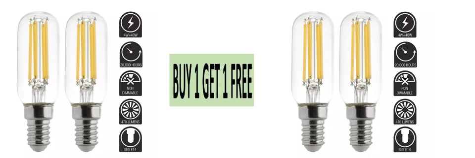 2x E14 Cool White LED SES Cooker Hood 4W Extractor Fan Bulbs - Image 2 of 2