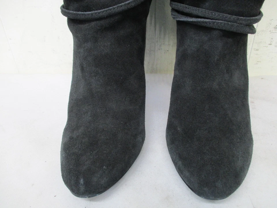 Botas Ecote negras de gamuza de cuero con corbata a media pantorrilla de tacón alto para mujer talla 10 M Foto 3 de 4