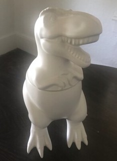Target Threshold White Ceramic T Rex Dinosaur Cookie Jar 12” Tall Retired