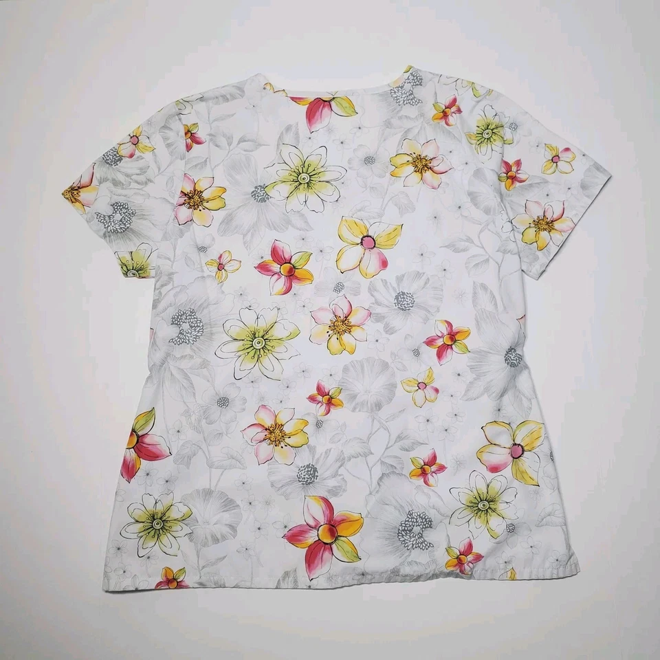Blusa Médica Estampada Fresh Rosa Pálido Amarillo Flores XS Floral Foto 2 de 4