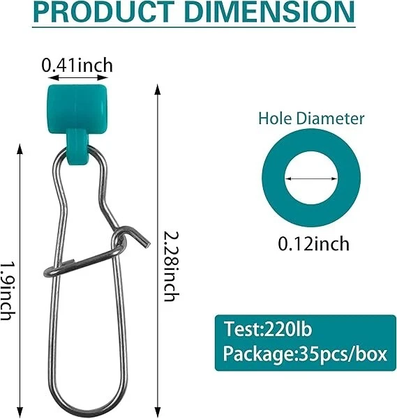 Sinker Slides Duo Lock Snaps 25pcs/Box High-Strength Fishing Line Sinker Slider - Image 2 of 4