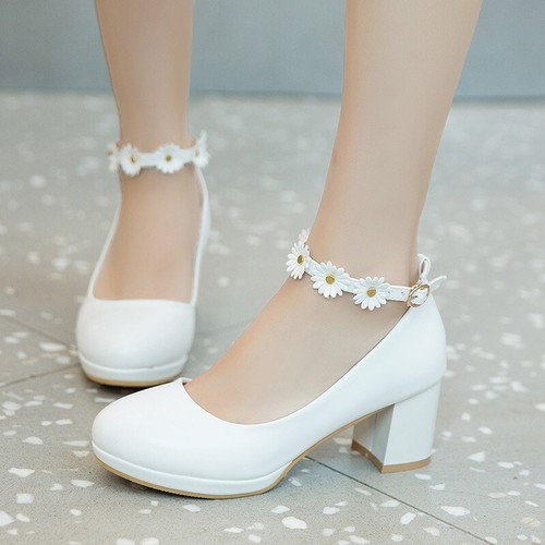 Kids Girls Princess Party Sandals Square 6cm Heel High Heels Bridesmaid Wedding - Picture 22 of 48
