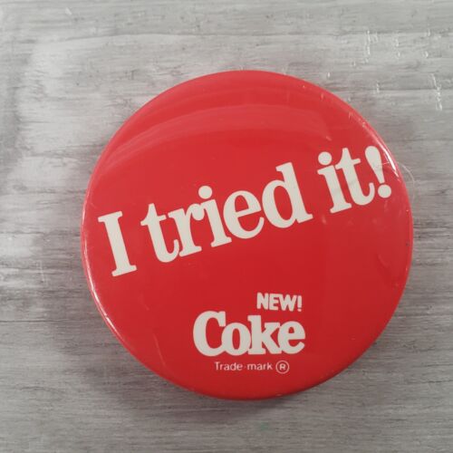 Vtg 80's Coke Pin I Tried It! New! Coke Pinback Button Badge Coca Cola - Picture 1 of 3