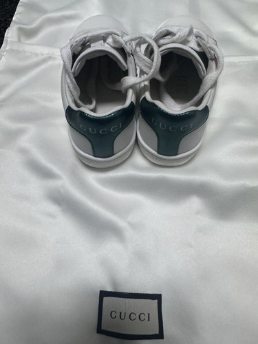 Zapatillas bajas de cuero para niños pequeños GUCCI ACE talla 21 UK 4,5 blanco verde rojo 433146 - Imagen 7 de 9