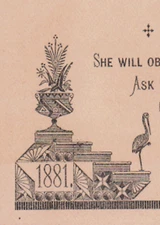 1881 DIFF. CORTICELLI SPOOL SILK & TWIST TRADE CARD, FLORENCE KNITTING SILK  A68