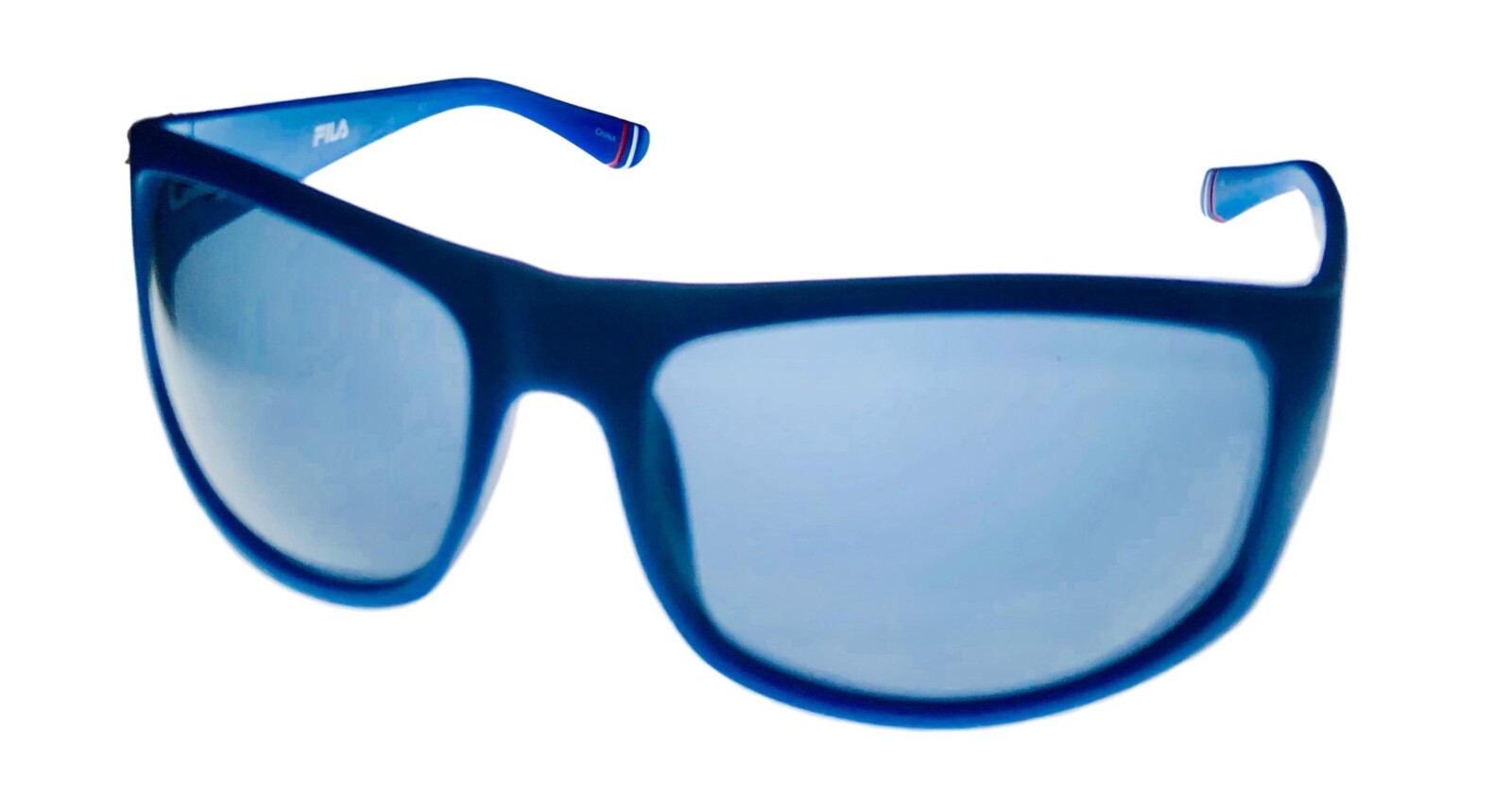Fila Mens Matte Blue Rectangle Wrap Sunglass , Smoke Lens SF9347 0C03