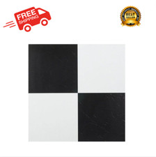 Nexus Self Adhesive 12-Inch Vinyl Floor Tiles, 20 Tiles - 12" X 12", Black Whi