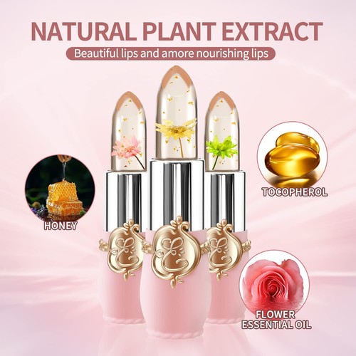6 Pcs/Set Flower Jelly Lipstick Set Temperature Change Moisturizer Long Lasting - Picture 5 of 13