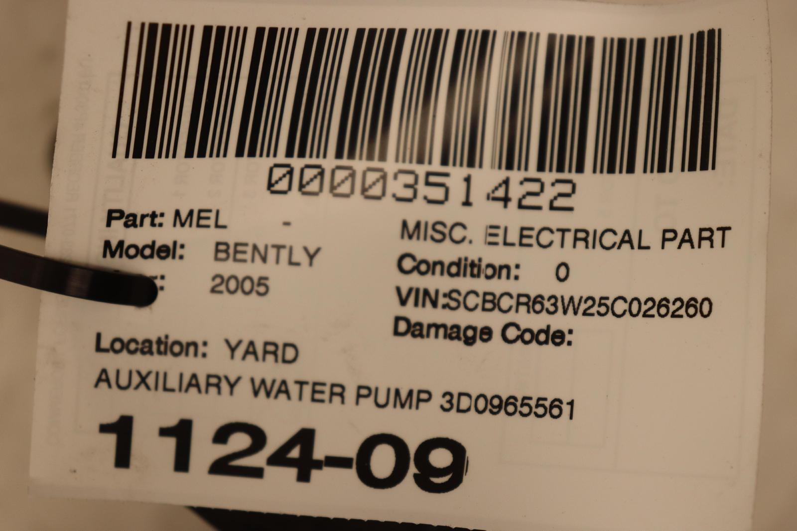 Bentley Continental GT 2003-2011 Auxiliary water pump