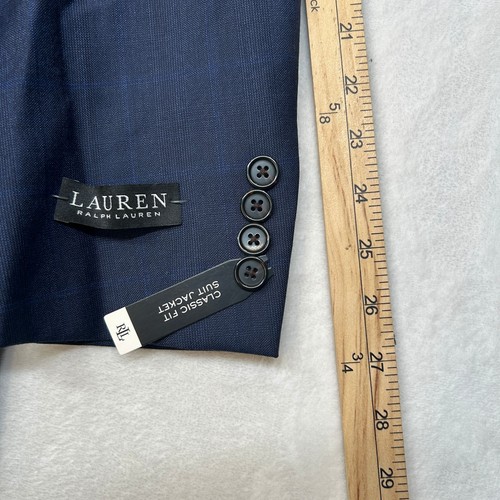 Lauren Ralph Lauren Blue Plaid Suit Jacket Mens 44L 44 UltraFlex Wool $450 - Picture 11 of 13