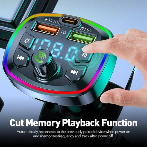 Car Wireless FM Transmitter Adapter Bluetooth 5.0 2USB PD Charger AUX Hands-Free - Picture 7 of 12
