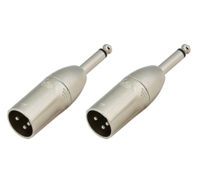(2 Pack) High Quality 3-Pin XLR Male to 1/4'' Mono Male Plug Audio Adapter - New