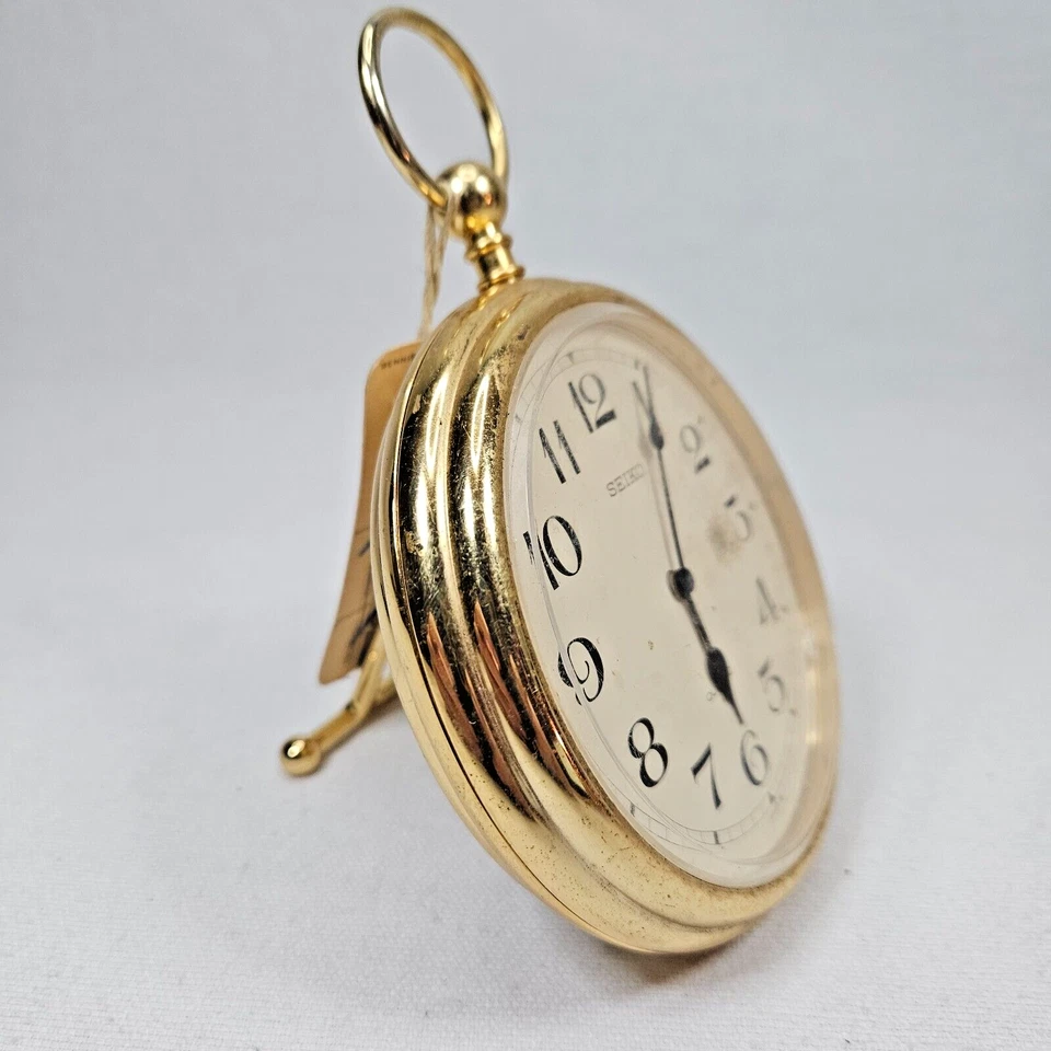Seiko Desk/Table Alarm Clock Oversized Pocket Watch Metal Case QQ 104 A - Parts - Image 2 of 4