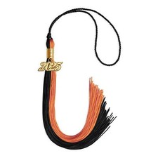 Endea Graduation Black/Orange Tassel with Gold Date Drop