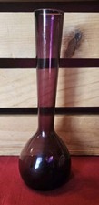 Unknown Maker Purple Glass Bud Vase With Bulbous Bottom And Long Stem 7 1/8"