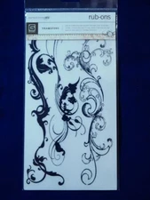 BasicGrey Black Fleur de Lis Rub-On Shabby Chic Embellishments Scrapbook NEW 16S