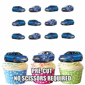 Precut Voitures Bleu Audi Comestible Cupcake Toppers Decorations Garcons Homme Anniversaire Ebay