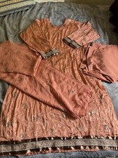 Traditional Pakistani Women  s Size XL Chiffon Shalwar Kameez Dupatta 3 Pieces